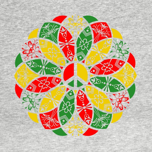 Ornamental Peace Mandala - Rasta Colours by MellowGroove